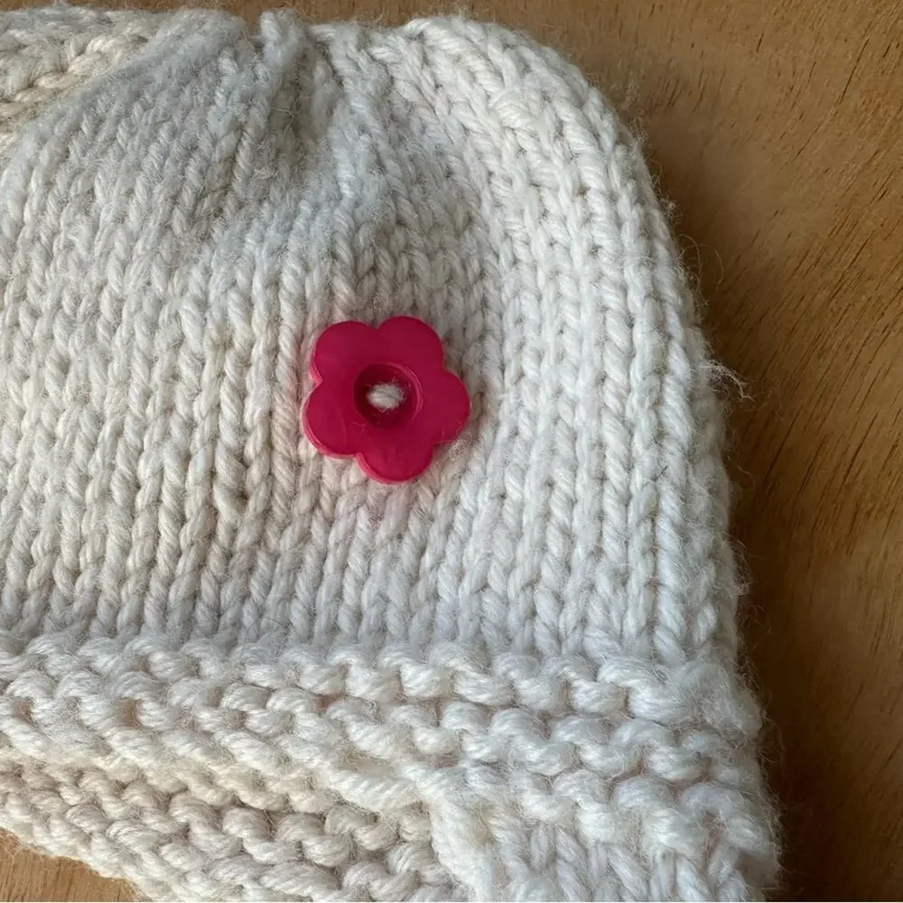 Hand Knit Toddler Earflap Hat | Cream | Handmade Wool Look